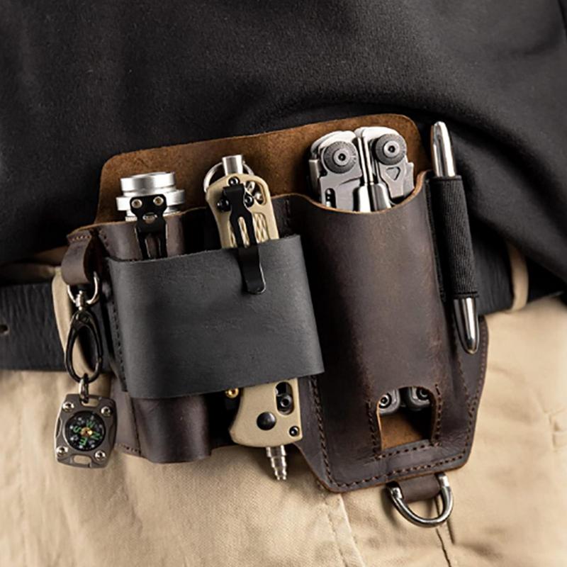 Edc Carry Pen - Organisateur EDCs en cuir pour hommes,
