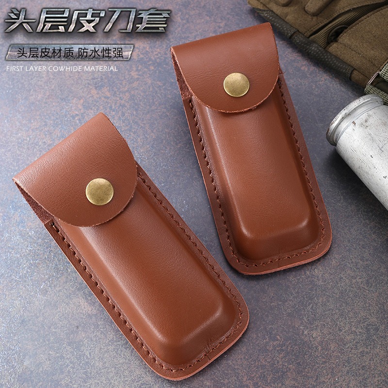 Edc Carry Belt Leather - Étui à couteau en cuir véritable
